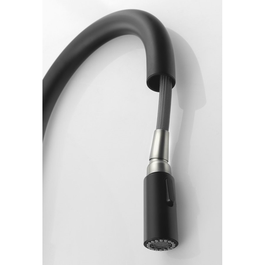 Sapho - Robinet d'évier avec douchette extractible FLAWO mat noir