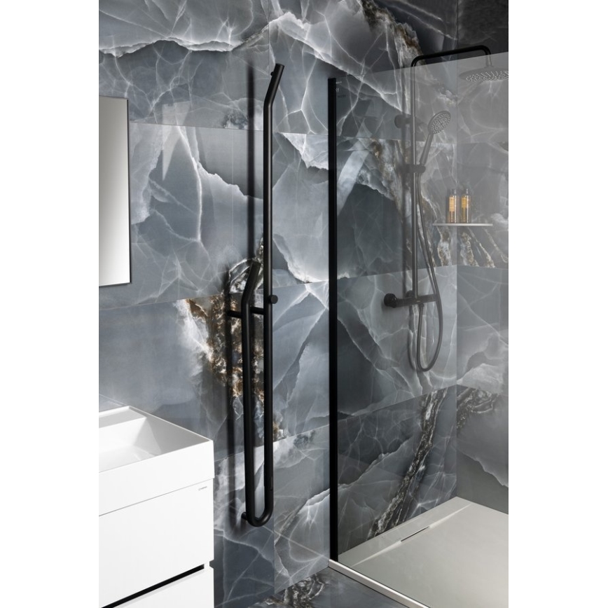 Sapho - Sèche-serviettes électrique avec minuterie DUOPASSO 45W 170x12 cm noir mat