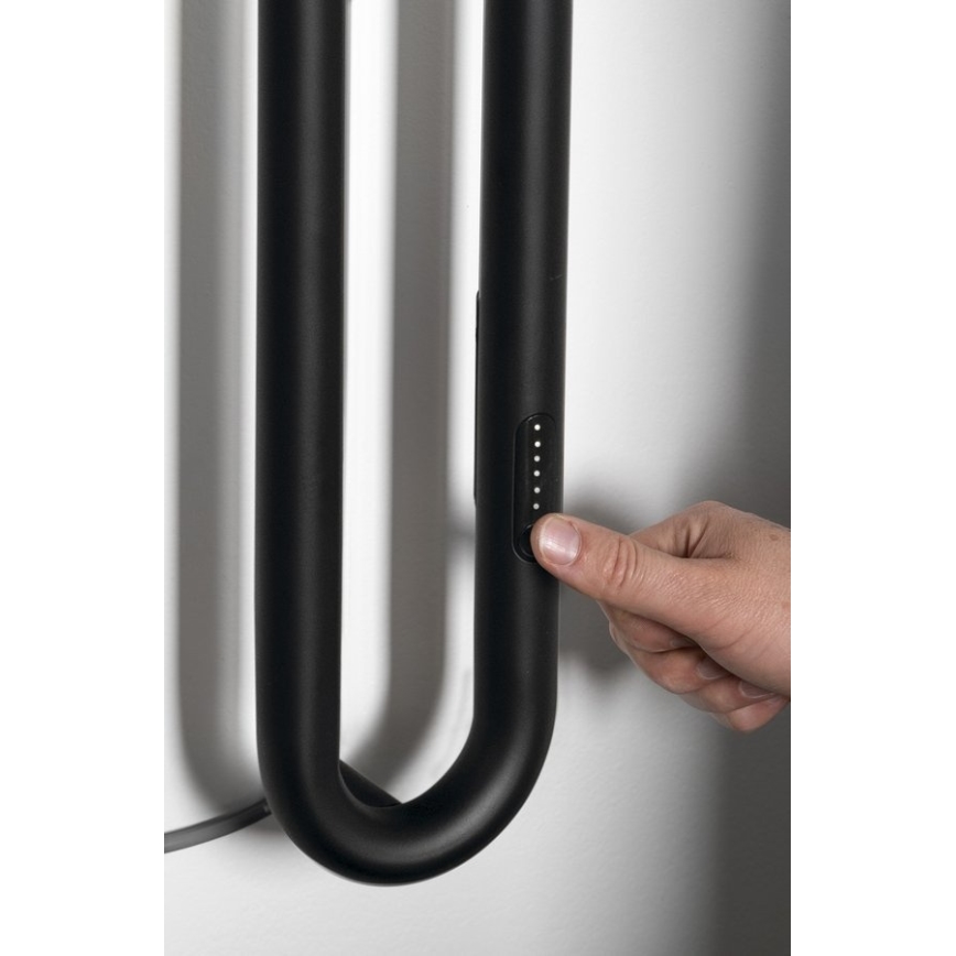 Sapho - Sèche-serviettes électrique avec minuterie DUOPASSO 45W 170x12 cm noir mat