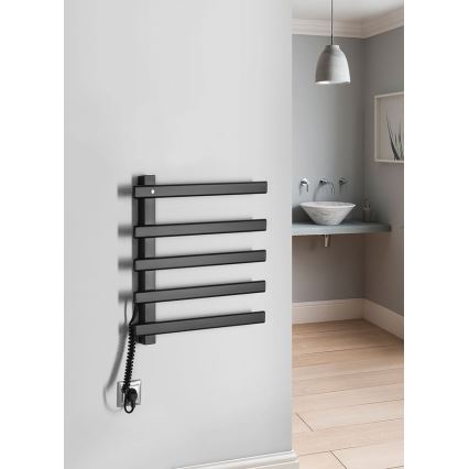 Sapho - Sèche-serviettes électrique ELCOR 63 W 48 x 52 cm noir mat