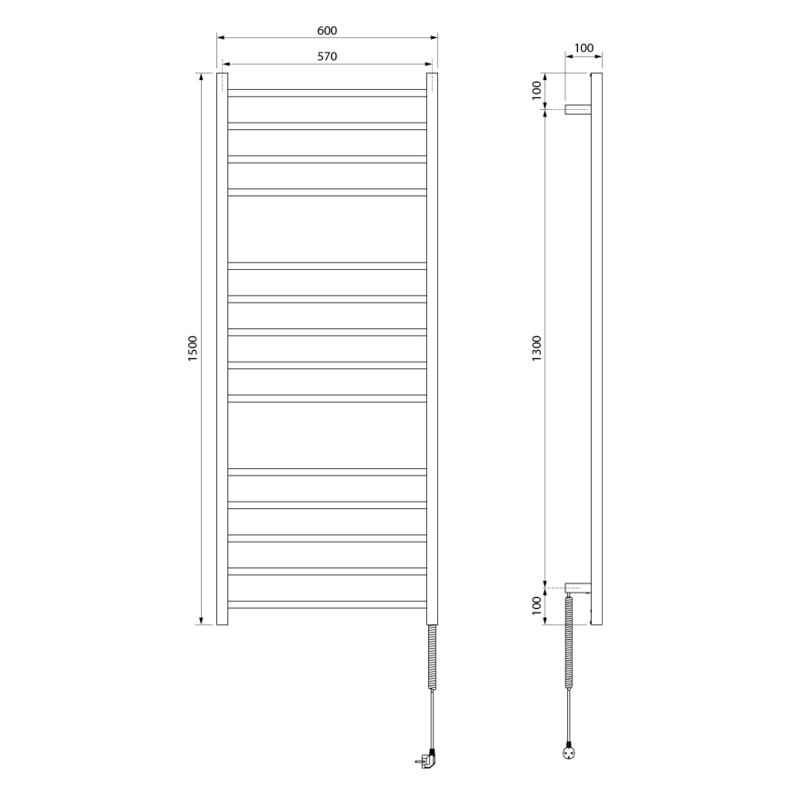 Sapho - Sèche-serviettes électrique ESKINADO 130W 150x60 cm inox/chrome brillant
