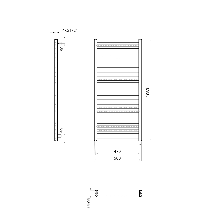 Sapho - Sèche-serviettes électrique METRO-E 400W 106x50 cm blanc