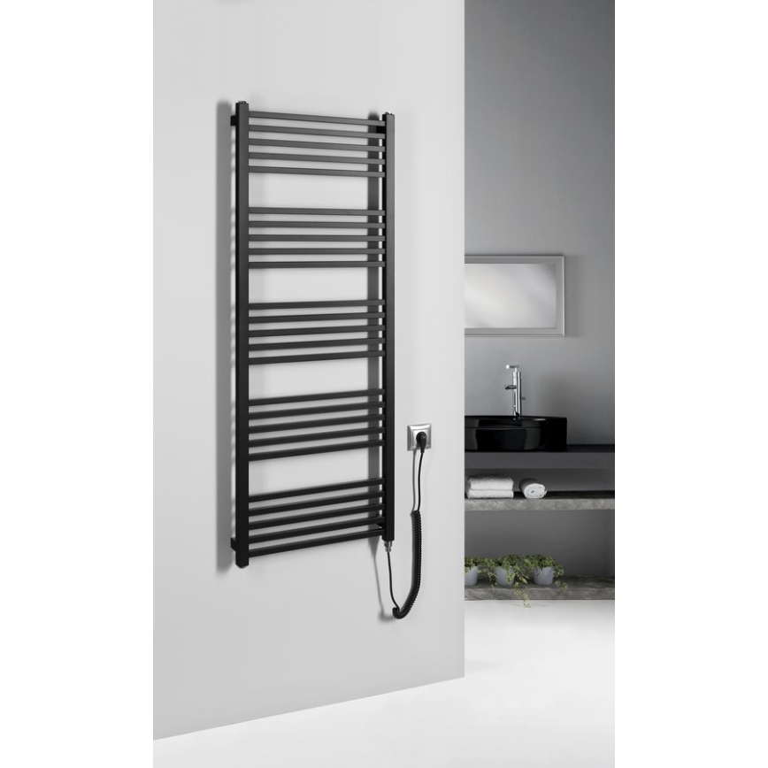 Sapho - Sèche-serviettes électrique METRO-E 500 W/230 V 50 x 134 cm noir mat