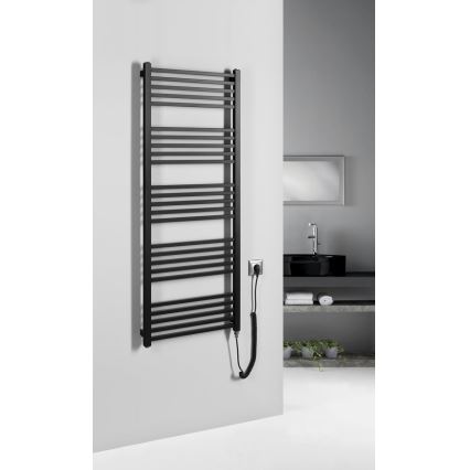 Sapho - Sèche-serviettes électrique METRO-E 500W 134x50 cm noir mat