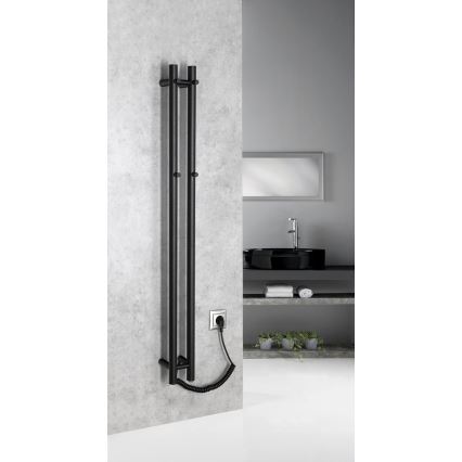 Sapho - Sèche-serviettes électrique PAPINADO 40 W 120 x 11 cm noir mat