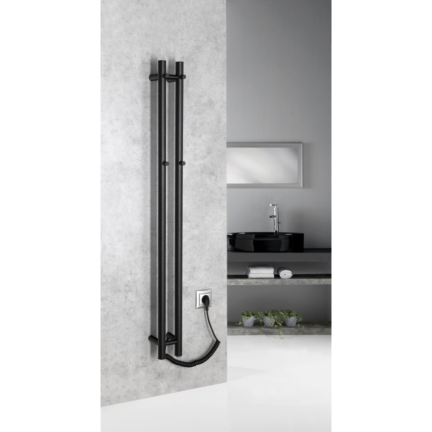 Sapho - Sèche-serviettes électrique PAPINADO 40 W 120 x 11 cm noir mat