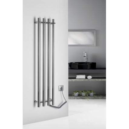 Sapho - Sèche-serviettes électrique PAPINADO 85W 120x26 cm, finition chrome brillant, version droite