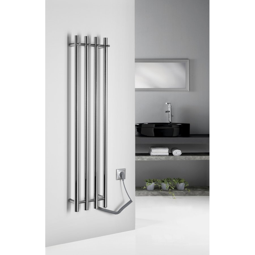 Sapho - Sèche-serviettes électrique PAPINADO 85W 120x26 cm, finition chrome brillant, version droite