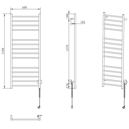 Sapho - Sèche-serviettes électrique REDONDO 130W 150x60 cm chrome brillant rond