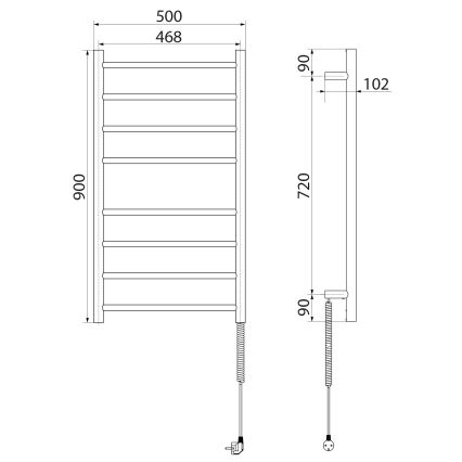 Sapho - Sèche-serviettes électrique REDONDO 75W/230V 50x90 cm noir mat
