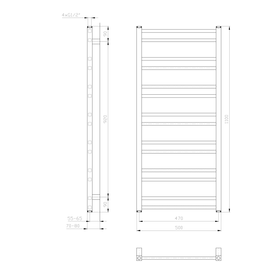 Sapho - Sèche-serviettes METRO DOS 110x50 cm blanc mat