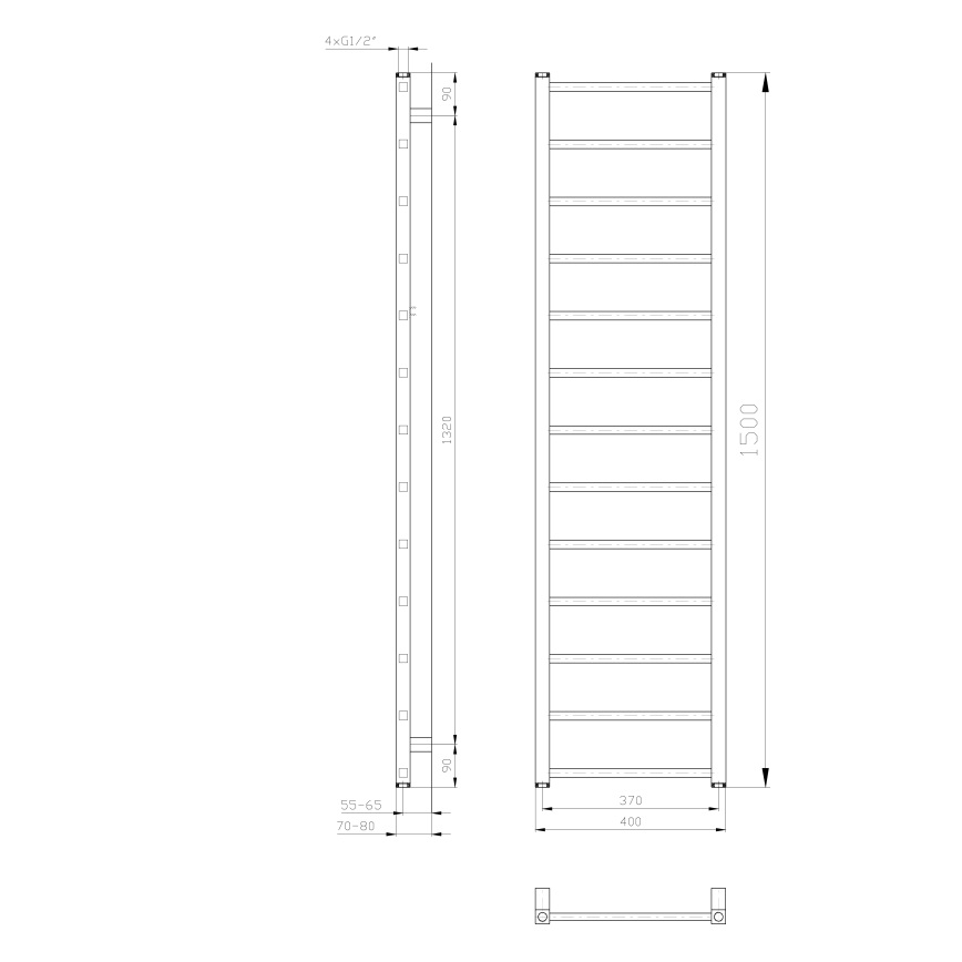Sapho - Sèche-serviettes METRO LIGHT 150x40 cm blanc
