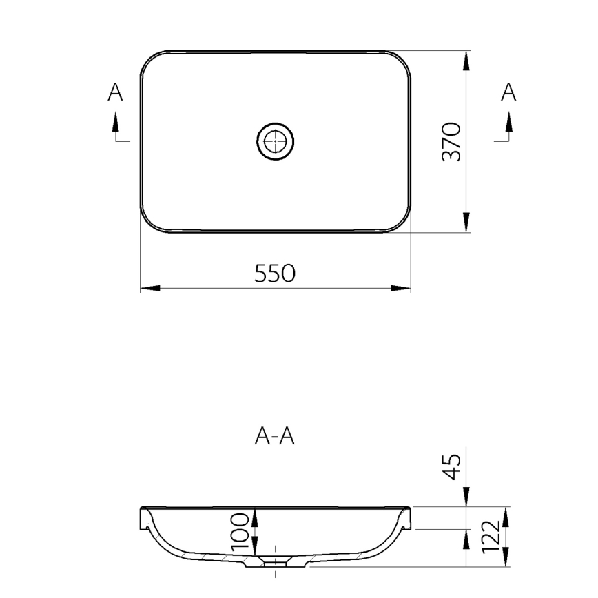 Sapho - Vasque à encastrer ASOFFI 55 x 37 cm, marbre/blanc