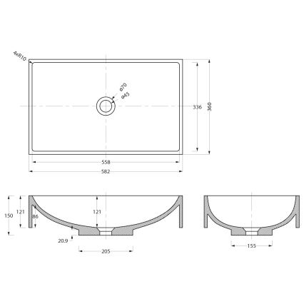 Sapho - Vasque à poser 58x36 cm béton/beige