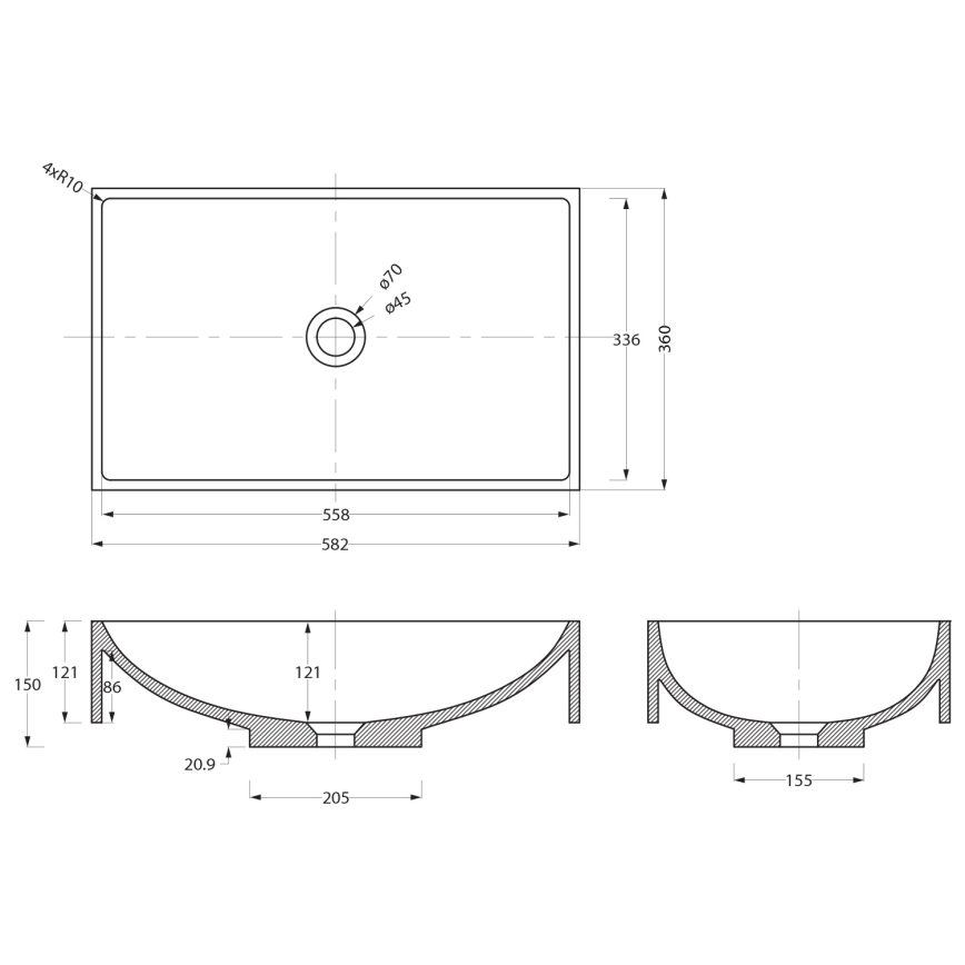 Sapho - Vasque à poser 58x36 cm béton/beige