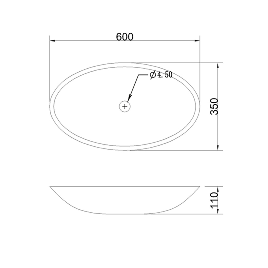 Sapho - Vasque à poser BLOK 60 x 35 cm marquin / noir mat