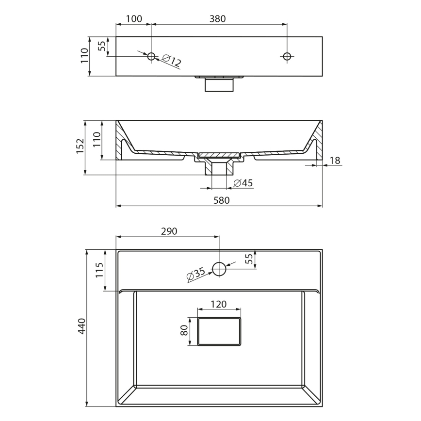 Sapho - Vasque à poser GODIVA 58 x 44 cm marbre/blanc