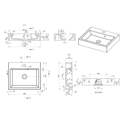 Sapho - Vasque à poser ORINOKO 50x42 cm marbre/blanc