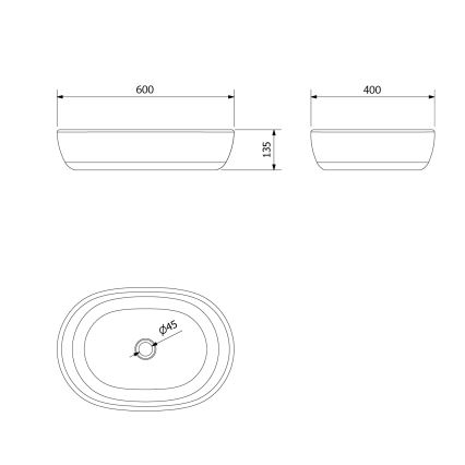Sapho - Vasque à poser PRIORI 60x40 cm céramique/noire/bleue