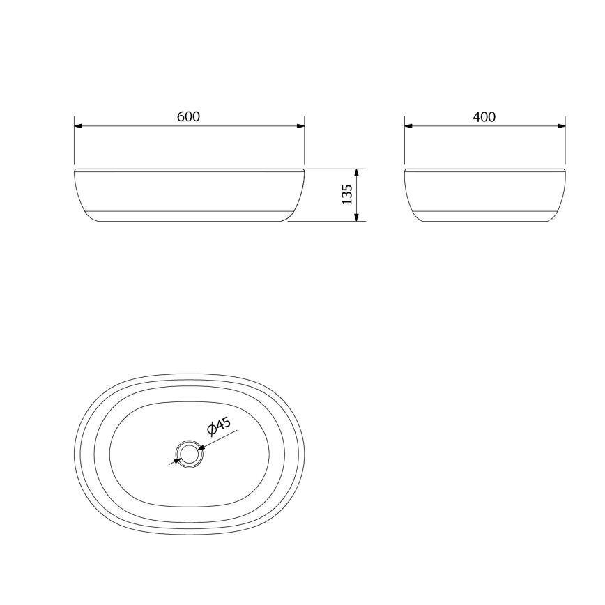 Sapho - Vasque à poser PRIORI 60x40 cm céramique/noire/bleue