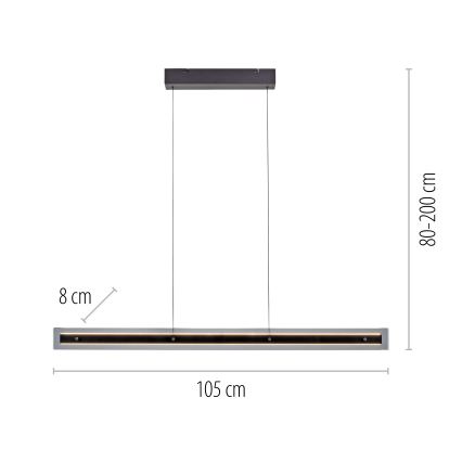 Schöner Wohnen 11316-18 - Suspension LED dimmable sur câble LENA LED/32W/230V 105 cm noir