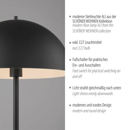 Schöner Wohnen 11727-18 - Lampadaire ALI 1xE27/25W/230V noir
