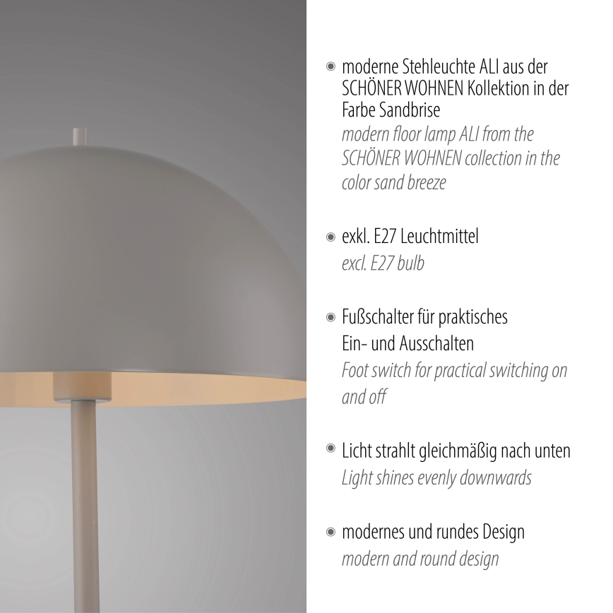 Schöner Wohnen 11727-39 - Lampadaire ALI 1xE27/25W/230V gris
