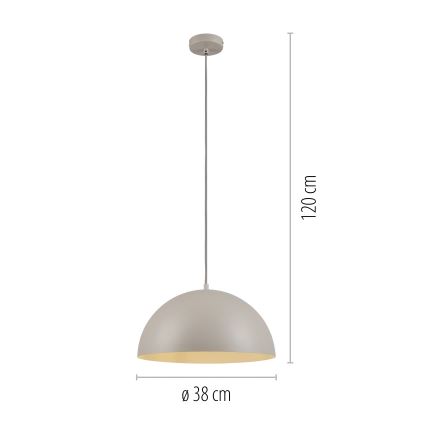 Schöner Wohnen 11728-39 - Suspension sur câble ALI 1xE27/25W/230V, Ø 38 cm, gris