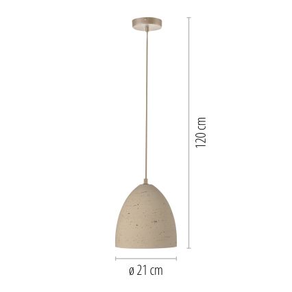 Schöner Wohnen 12540-42 - Suspension à câble TRAVENTA 1xE27/40W/230V Ø 21 cm béton