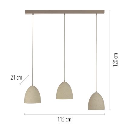 Schöner Wohnen 12541-42 - Suspension sur câble TRAVENTA 3 x E27 / 40 W / 230 V béton