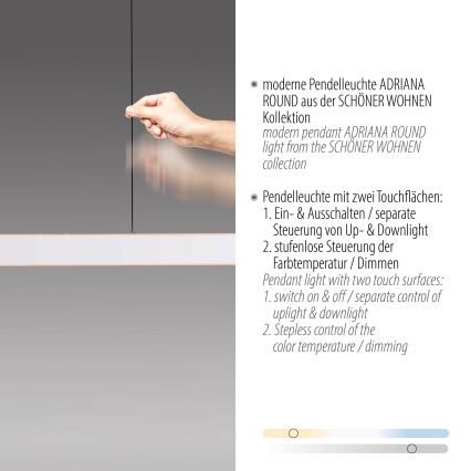 Schöner Wohnen 12577-16 - Suspension LED dimmable sur câble ADRIANA ROUND 2xLED/24W/230V 2700/3000/3500/4000/5000K blanc