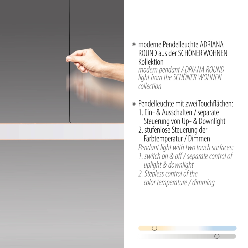 Schöner Wohnen 12577-16 - Suspension LED dimmable sur câble ADRIANA ROUND 2xLED/24W/230V 2700/3000/3500/4000/5000K 160 cm blanc