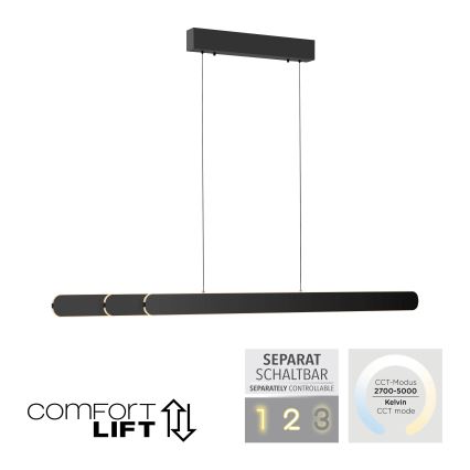 Schöner Wohnen 12577-18 - Suspension LED dimmable sur câble ADRIANA ROUND 2xLED/24W/230V 2700/3000/3500/4000/5000K 160 cm noir