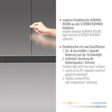 Schöner Wohnen 12577-18 - Suspension LED dimmable sur câble ADRIANA ROUND 2xLED/24W/230V 2700/3000/3500/4000/5000K 160 cm noir