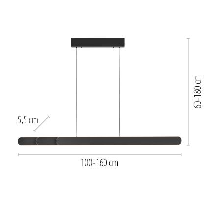 Schöner Wohnen 12577-18 - Suspension LED dimmable sur câble ADRIANA ROUND 2xLED/24W/230V 2700/3000/3500/4000/5000K 160 cm noir