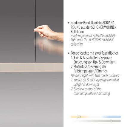 Schöner Wohnen 12577-39 - Suspension LED dimmable sur câble ADRIANA ROUND 2xLED/24W/230V 2700/3000/3500/4000/5000K gris
