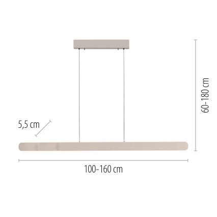 Schöner Wohnen 12577-39 - Suspension LED dimmable sur câble ADRIANA ROUND 2xLED/24W/230V 2700/3000/3500/4000/5000K gris