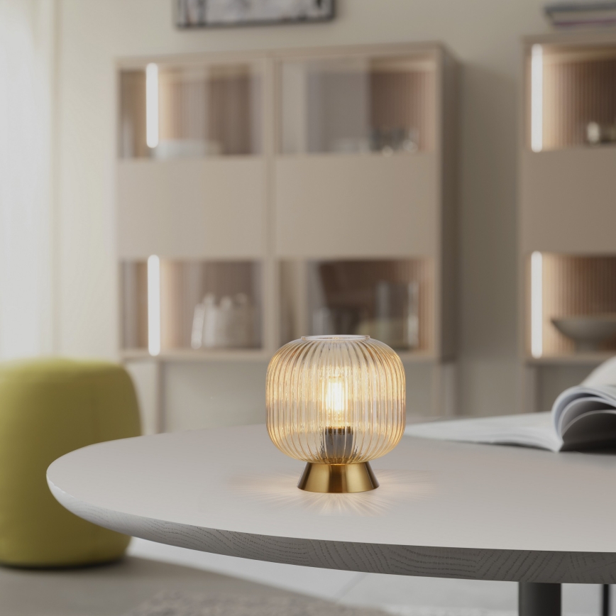 Schöner Wohnen 13573-27 - Lampe de table NAMI 1xE27/25W/230V dorée/beige/fumée