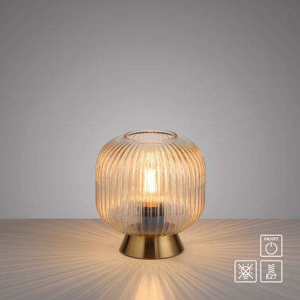 Schöner Wohnen 13573-27 - Lampe de table NAMI 1xE27/25W/230V dorée/beige/fumée