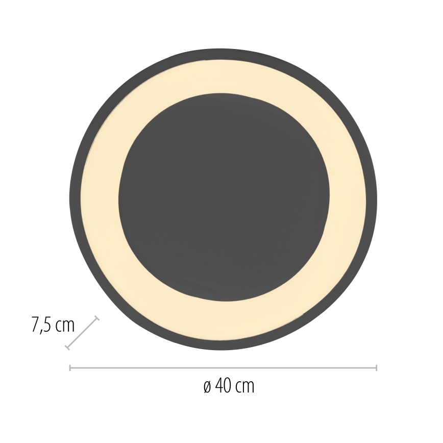 Schöner Wohnen 14233-18 - Plafonnier LED dimmable MONTA LED/21W/230V Ø 40 cm noir