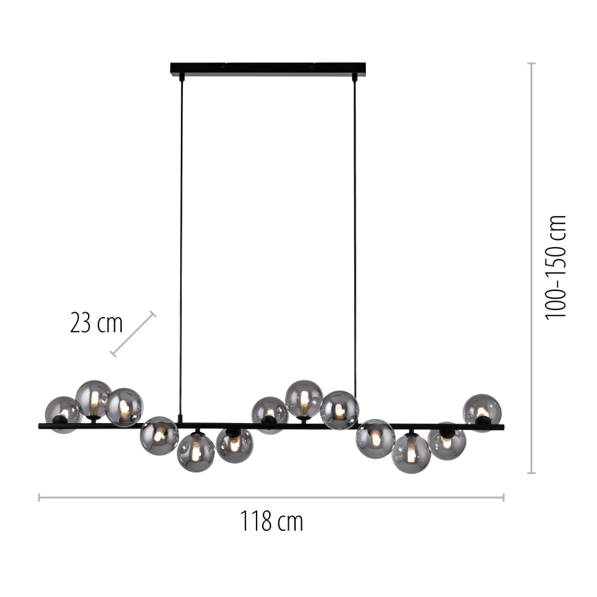 Schöner Wohnen 14504-18 - Suspension LED sur câble DUBAI 13xG9/3W/230V 118 m noir/fumé