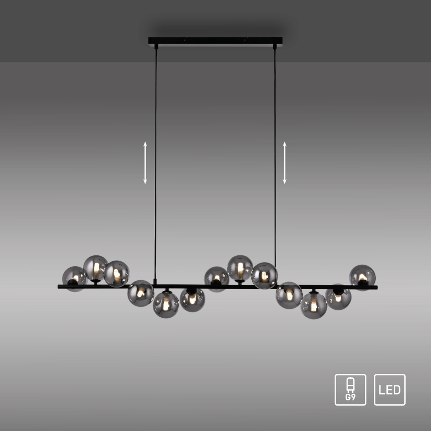 Schöner Wohnen 14504-18 - Suspension LED sur câbles DUBAI 13xG9/3W/230V noir/fumé