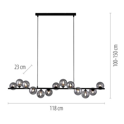 Schöner Wohnen 14504-18 - Suspension LED sur câbles DUBAI 13xG9/3W/230V noir/fumé