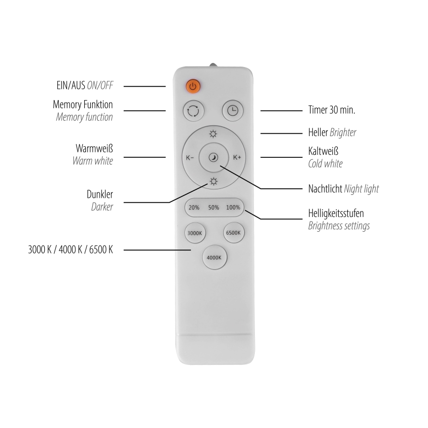 Schöner Wohnen 14595-39 - Plafonnier LED dimmable TAVOLI LED/34W/230V 2700-6500K Ø 49 cm gris + télécommande