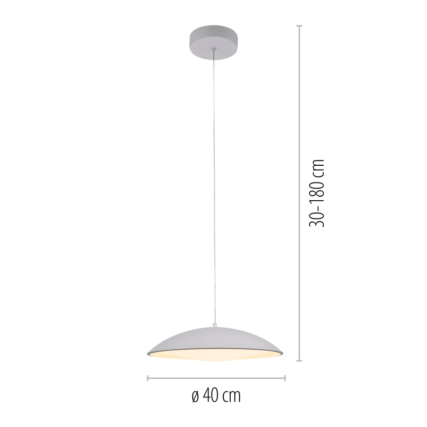 Schöner Wohnen 14606-16 - Lustre LED dimmable sur câble LENTE LED/17W/230V Ø 40 cm blanc