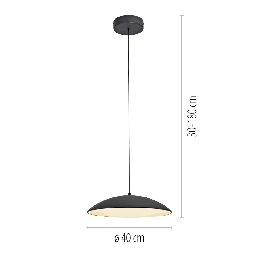 Schöner Wohnen 14606-18 - Suspension LED dimmable sur câble LENTE LED/17W/230V Ø 40 cm noire