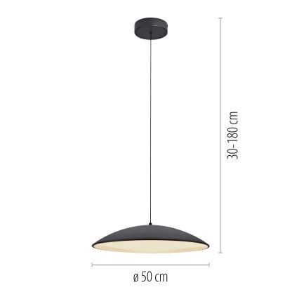 Schöner Wohnen 14607-18 - Suspension LED dimmable sur câble LENTE, 23 W, 230 V, Ø 50 cm, noir
