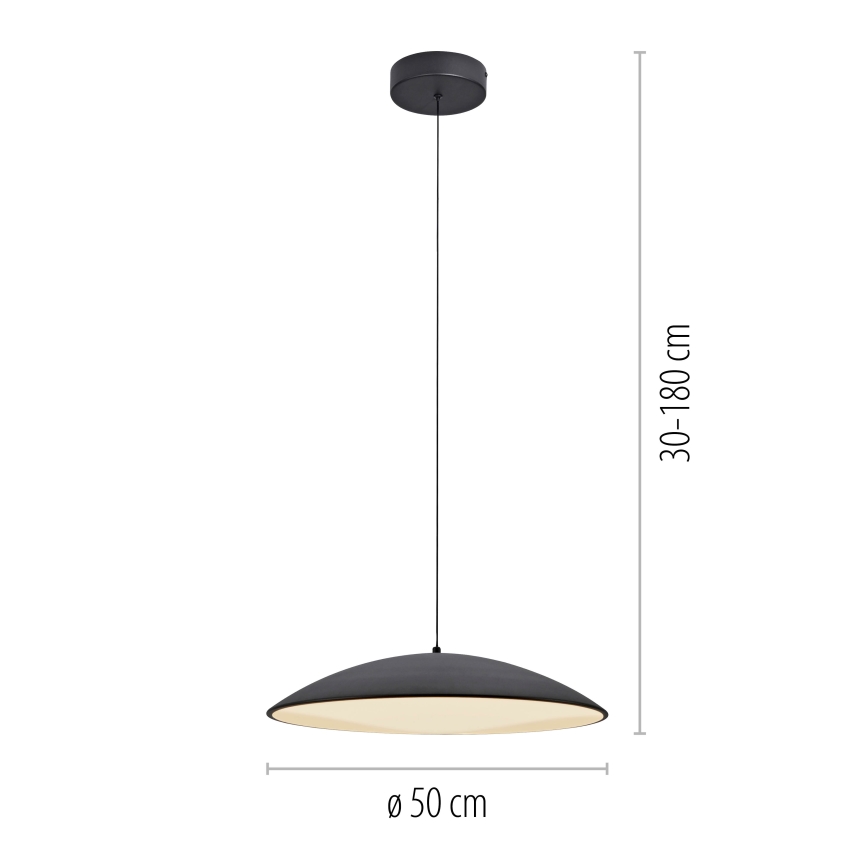 Schöner Wohnen 14607-18 - Suspension LED dimmable sur câble LENTE, 23 W, 230 V, Ø 50 cm, noir