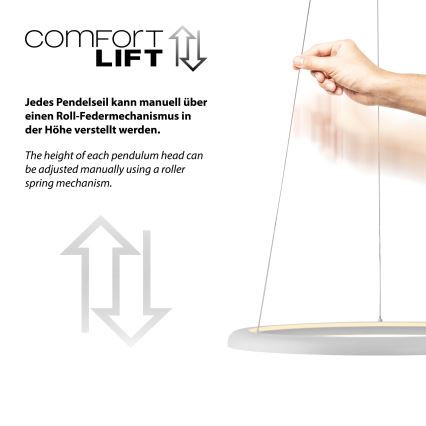 Schöner Wohnen 15570-16 - Suspension dimmable sur câble QUILLO LED/36W/230V Ø 60 cm blanche