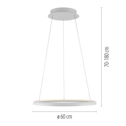 Schöner Wohnen 15570-16 - Suspension dimmable sur câble QUILLO LED/36W/230V Ø 60 cm blanche